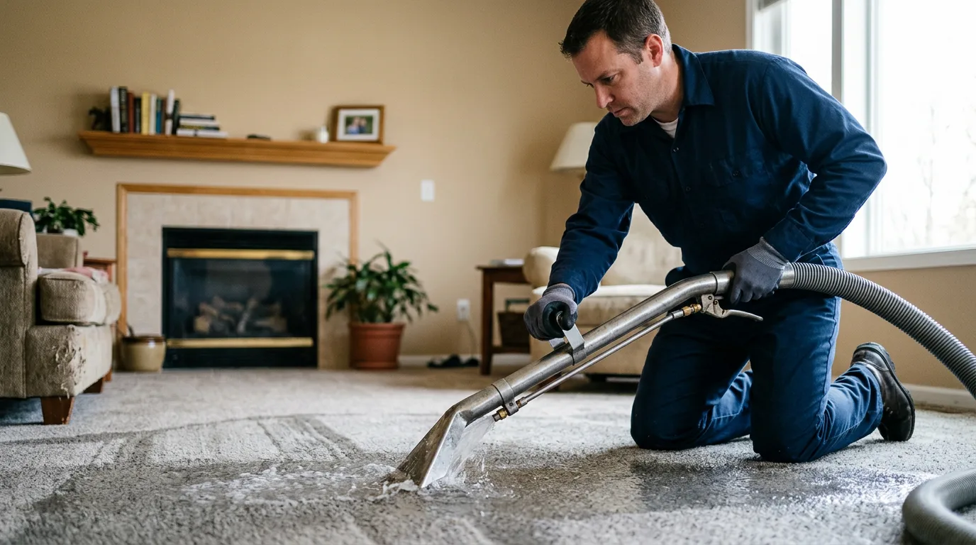 Water damage restoration technician working near Trenton, MI
